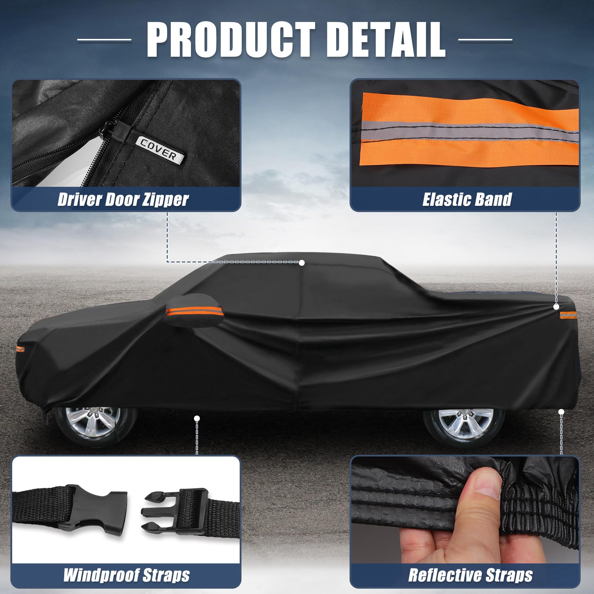 X AUTOHAUX Car Cover for Mini Cooper 2DR 2002-2021 210D-PU Outdoor Full Car Cover All Weather with Door Zipper