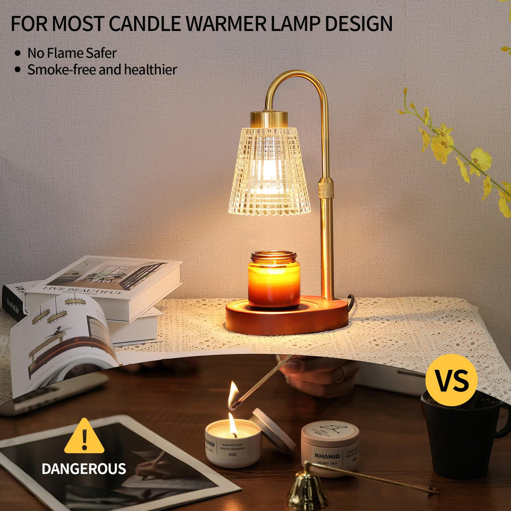 MEIXISUE Candle Warmer Lamp with Timer and Dimmer,Electric Amber Light Gifts for Women Melt Wax Warmer Lamp with 2 Bulbs for Candle Jars House Warming New Home Decor