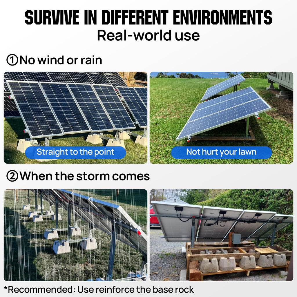 ECO-WORTHY Upgraded Solar Ground Mount Adjustable Multi-Pieces Solar Panel Mounting Brackets Kit System for 4pcs 200W/3pcs 300W/2pcs 400W Solar Panels for Ground,Open Space, Cabins and Backyard Sheds