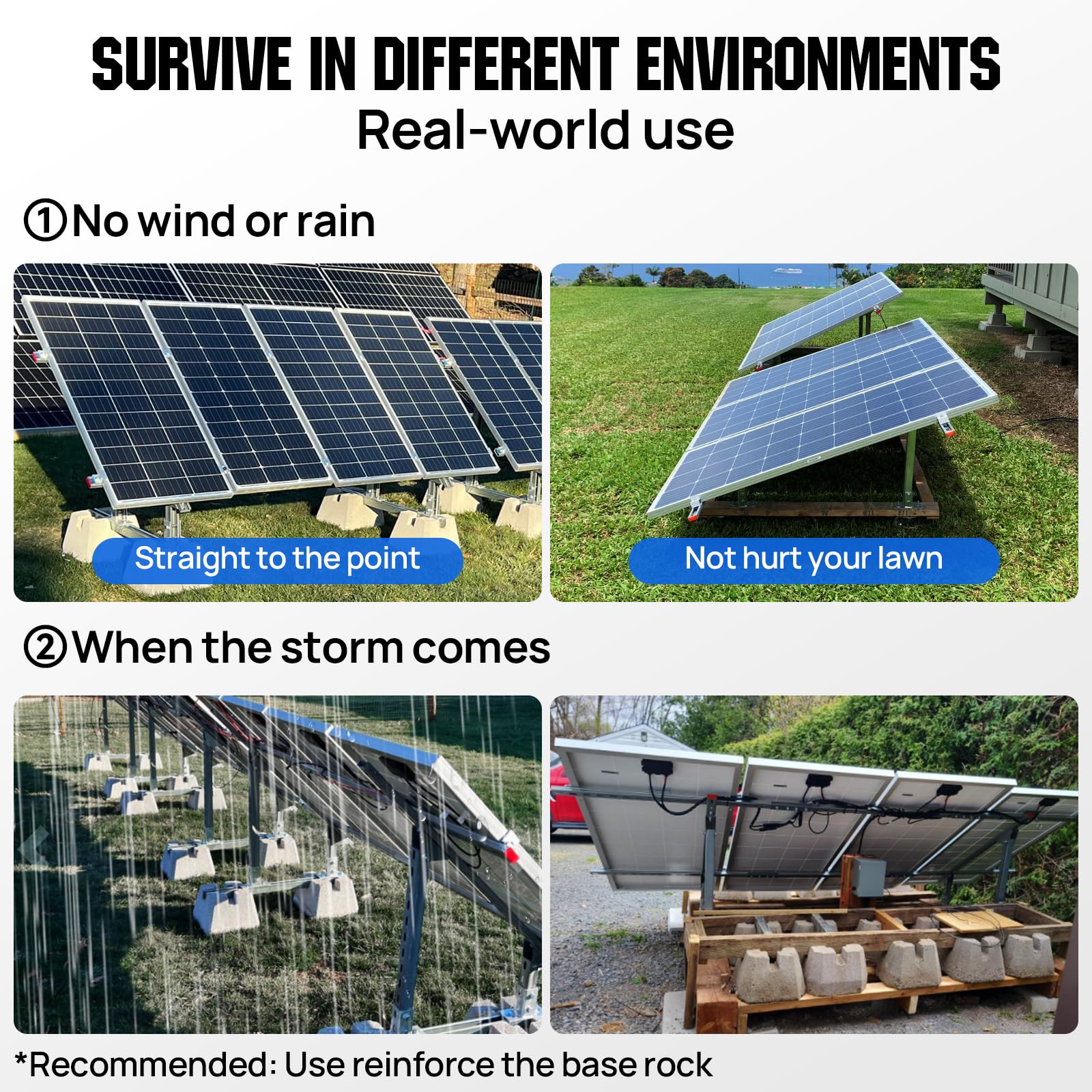ECO-WORTHY Upgraded Solar Ground Mount Adjustable Multi-Pieces Solar Panel Mounting Brackets Kit System for 4pcs 200W/3pcs 300W/2pcs 400W Solar Panels for Ground,Open Space, Cabins and Backyard Sheds