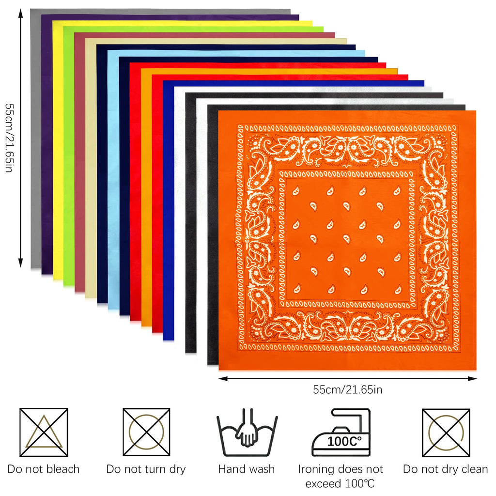 AURUZA 12-44pcs Bandanas for Men Women Paisley Large Bandana Black Red White Head Wrap Headbands Cowboy Handkerchief