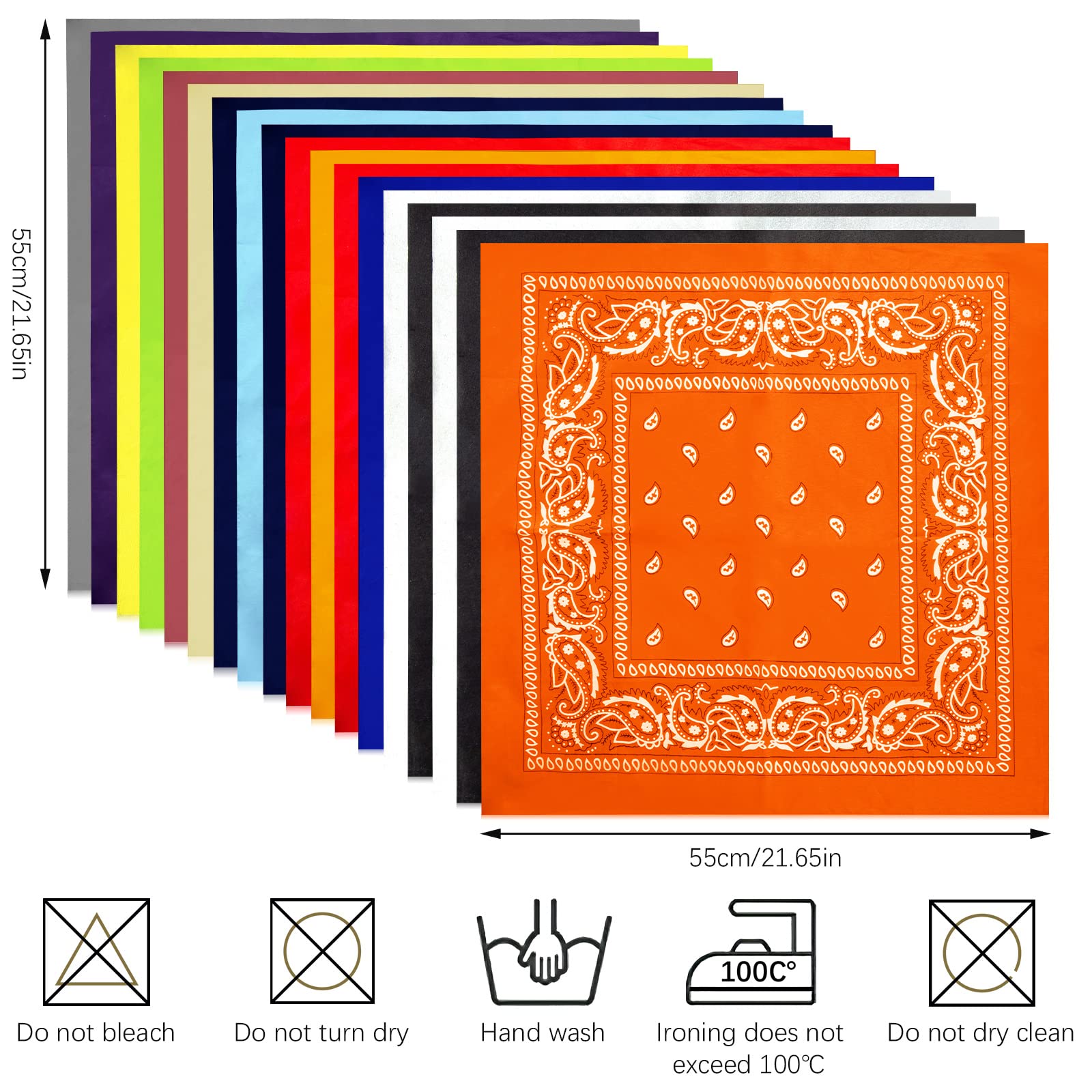 AURUZA 12-44pcs Bandanas for Men Women Paisley Large Bandana Black Red White Head Wrap Headbands Cowboy Handkerchief