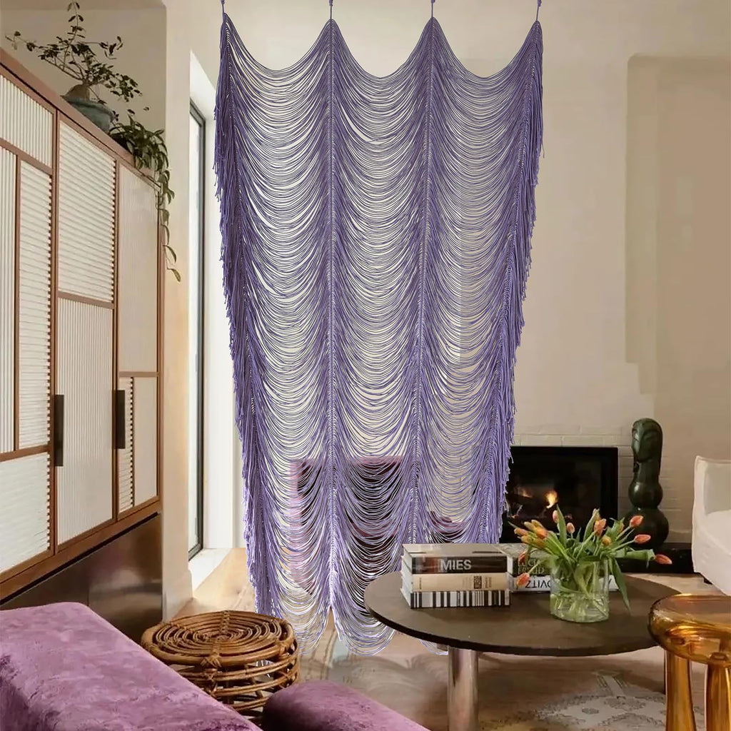Flber Macrame Curtain Window Macrame Room Divider Doorway Curtain Boho Macrame Wall Hanging Living Room Bedroom Decor 42" W x 75" H