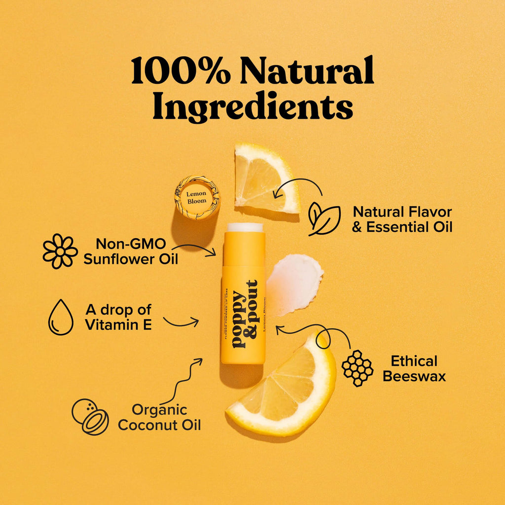 Poppy & Pout Blood Orange Mint Jumbo Lip Balm | All Natural Lip Balms & Moisturizers | Hydrates with Beeswax, Vitamin E, Organic Coconut Oil | Cruelty-Free | Lip Balm in Recyclable Cardboard Tube
