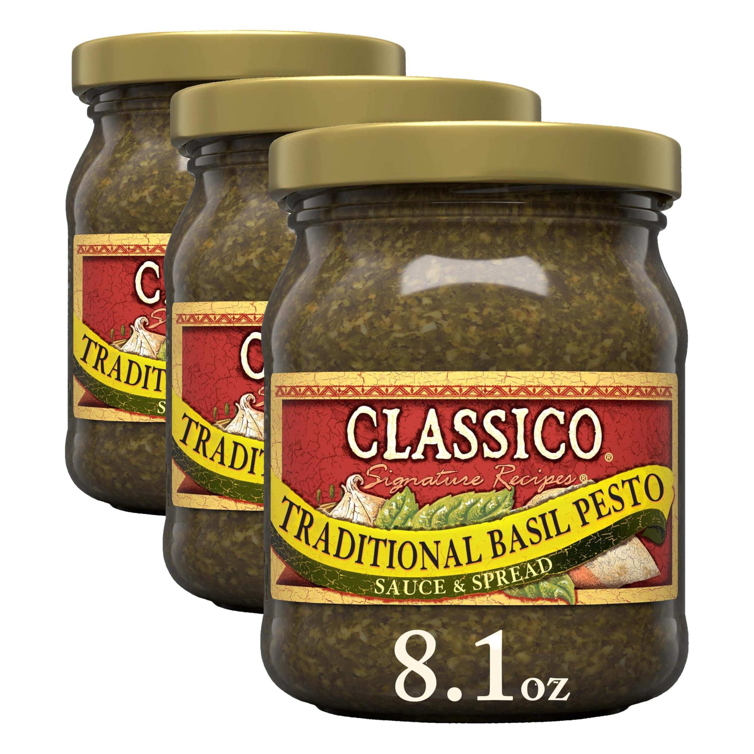 Classico Signature Recipes Traditional Basil Pesto Sauce & Spread, 8.1 oz Jar
