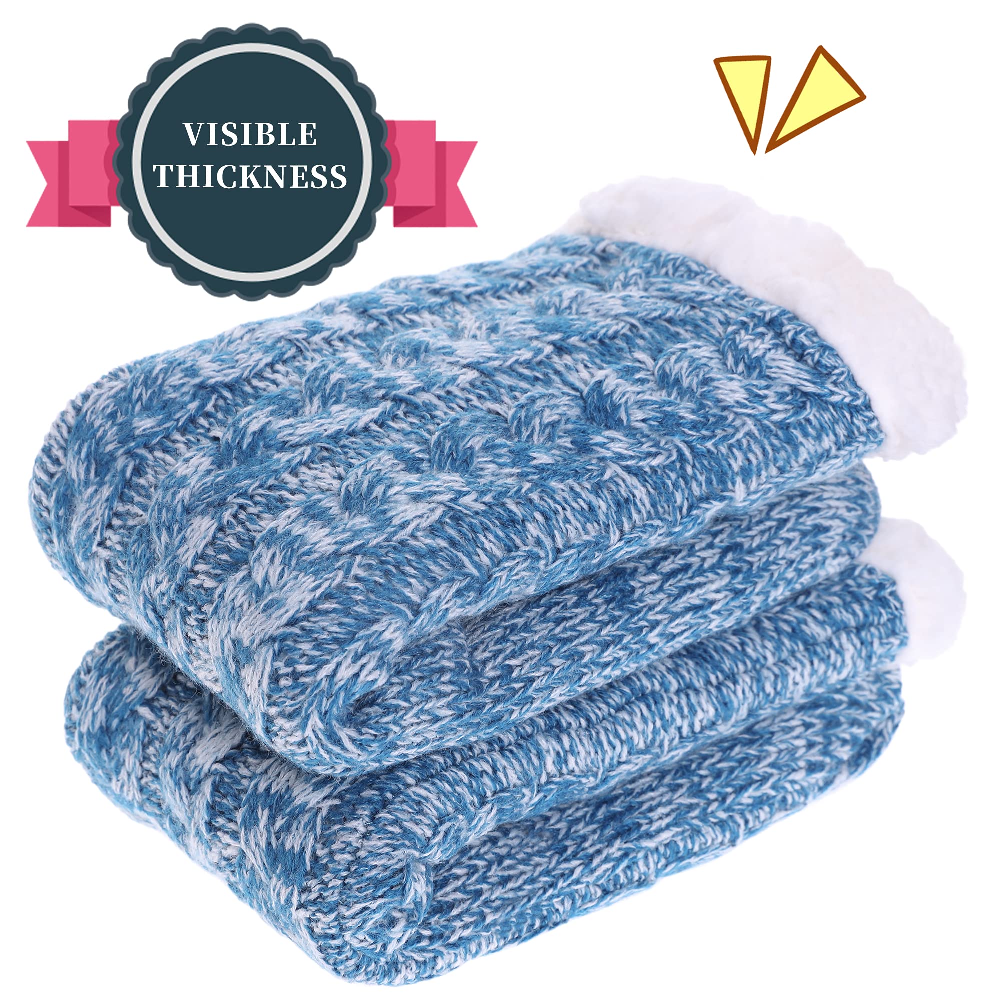 SDBING Women's Winter Super Soft Warm Cozy Fleece Lined Fuzzy Slipper Socks with Grippers
