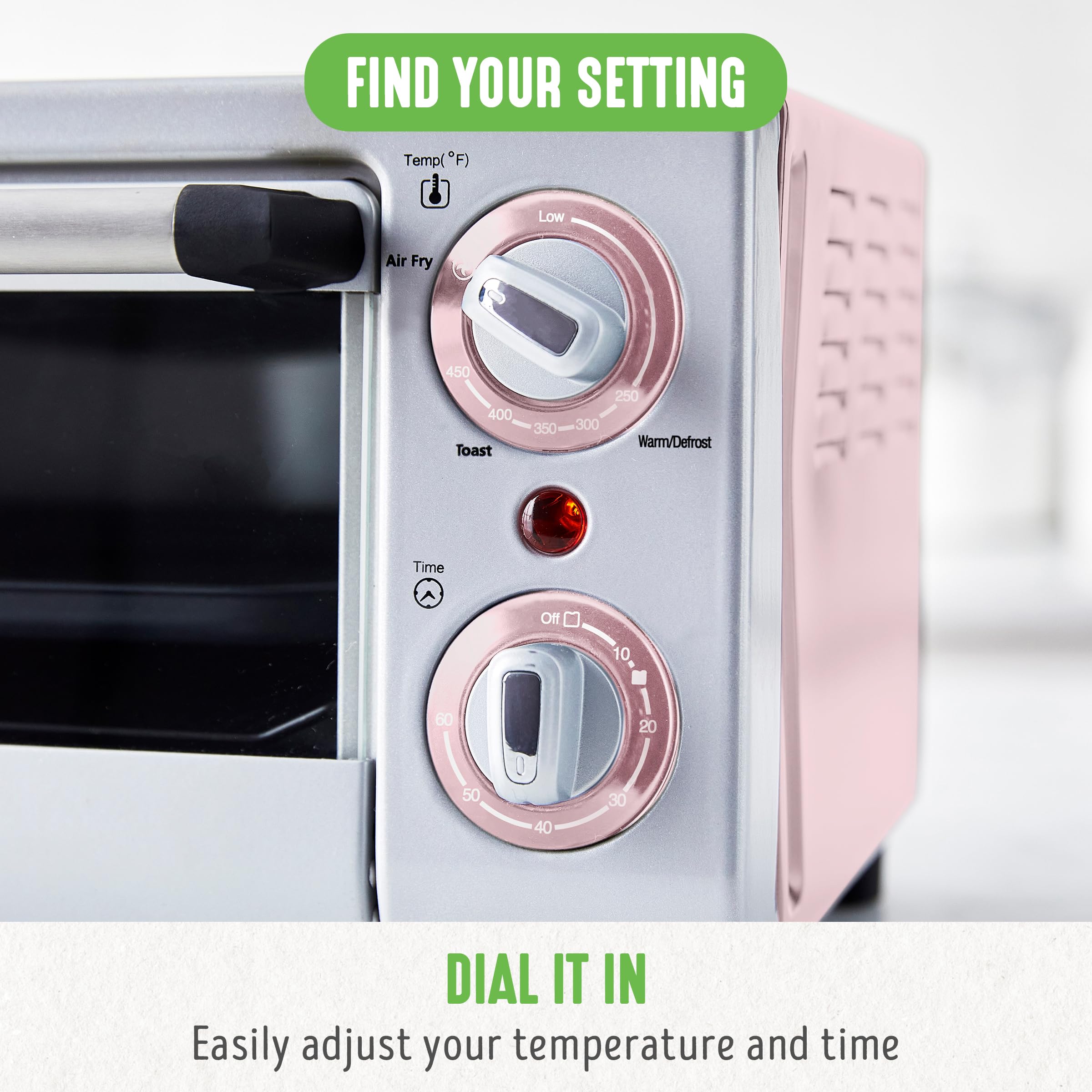GreenLife Countertop Toaster Oven Air Fryer Stainless Steel, Healthy Ceramic Nonstick, PFAS Free, Tray & Basket, Bake, Broil, Reheat, Adjustable Temp & Time Control, Auto Shutoff, Black