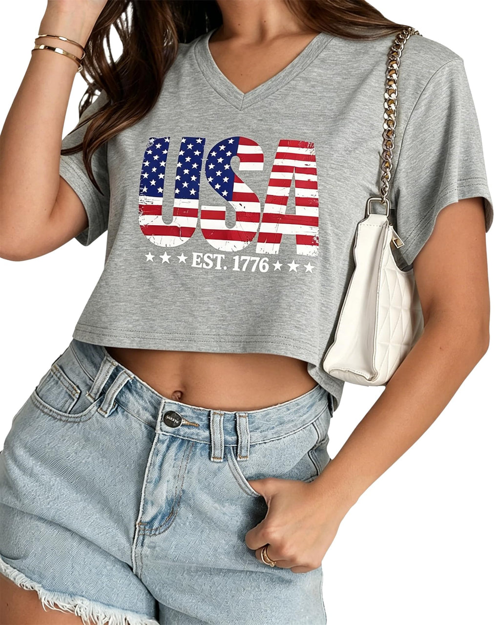 Womens Crop Tops Summer Baisc Tees V Neck T Shirts Casual Short Sleeve Cropped Top 2026