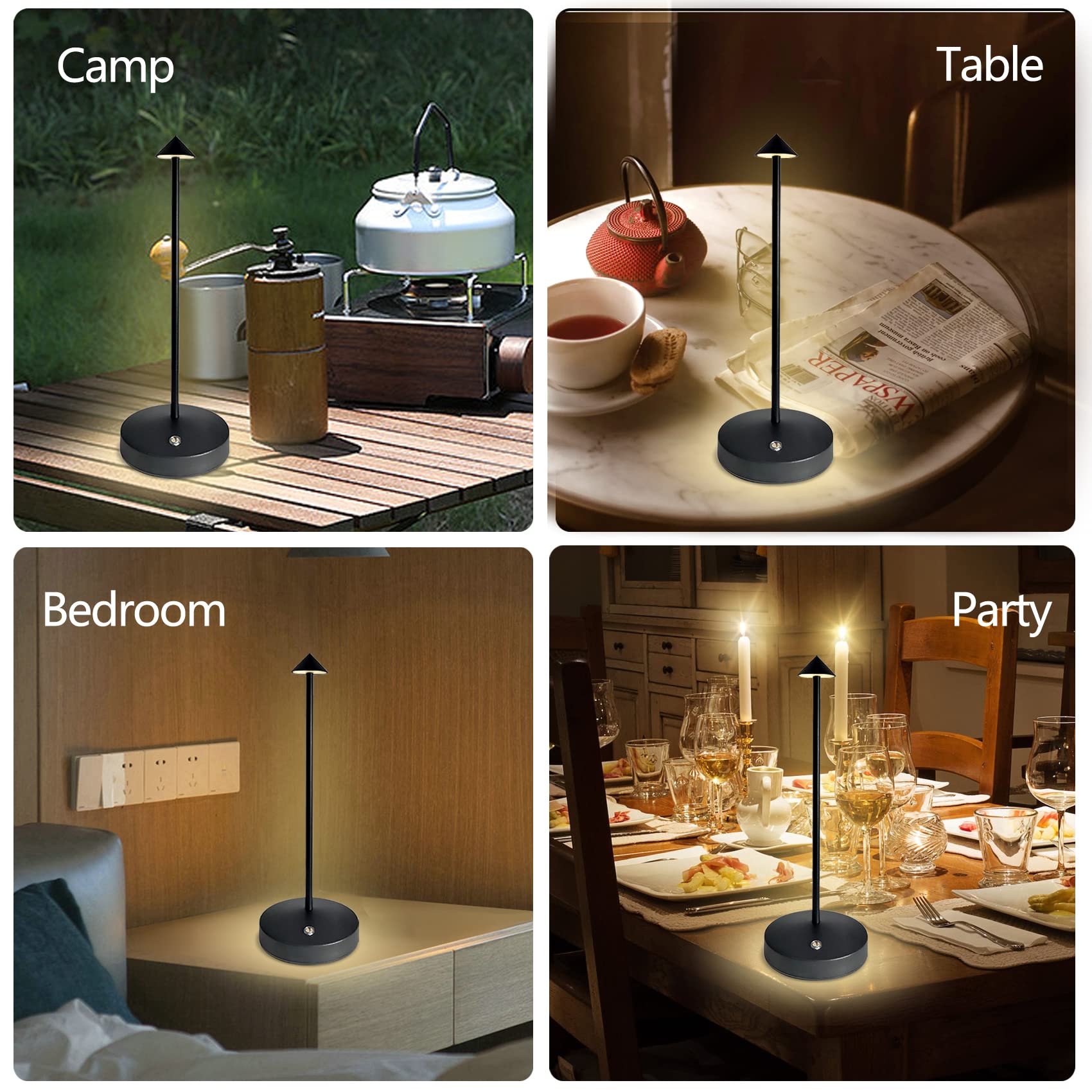 Rechargeable Cordless Lamps,3000mAh Battery Operated Table Lamp,Portable LED Touch 2 Levels Brightness Dimmable Bar Lamp,Battery Powered Lamps for Bars,Restaurant,Living Room(2 Pack,Rust)
