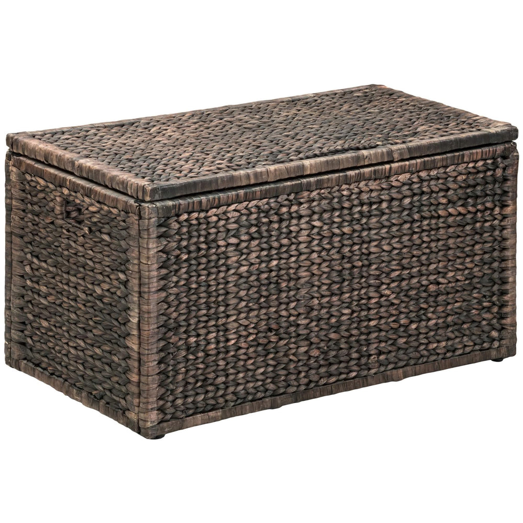 eHemco Heavy-duty Water Hyacinth Wicker Storage Trunk with Metal Frame, 30 by 17.5 by 17.5 Inches, Brown Wash