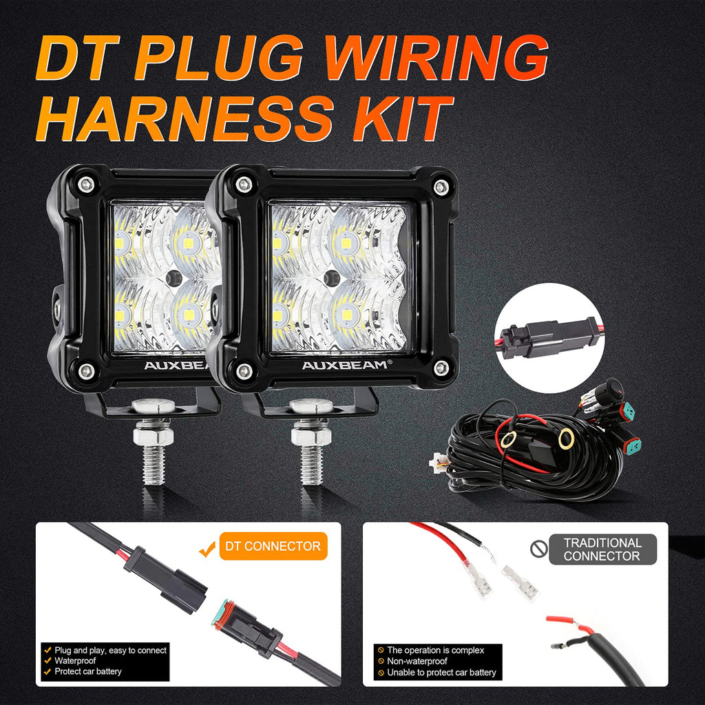 Auxbeam FA Series 3 Inch LED Cubes with DRL 2 Modes Spot Beam Offroad Lights 20W Driving Spotlights A-Pillar Ditch Lights for 4x4 Truck Car ATV Motorcycle, Pair