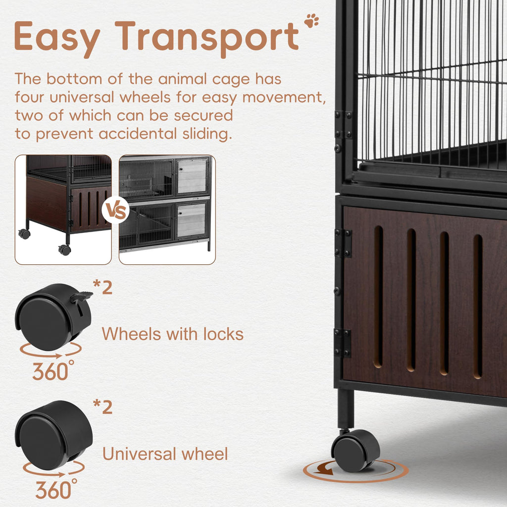 Fragess Metal Large Guinea Pig Cages 5 Levels, 60" H Rolling Ferret Cage with Removable Ramps & Double Door, Cages with Locker, Squirrel Cage Christmas Decoration Pet Crate Furniture
