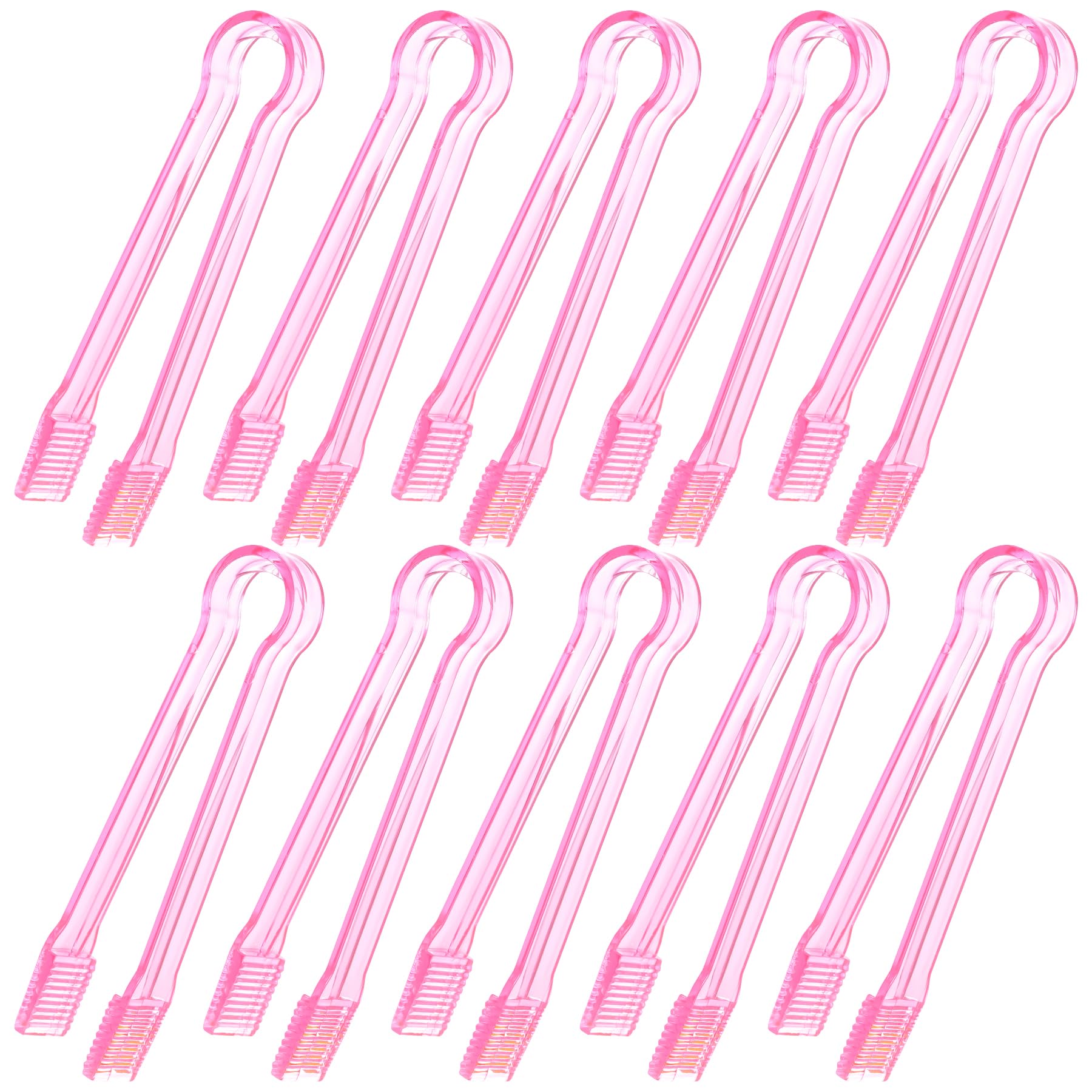 10 Pcs Plastic Buffet Serving Tongs, Clear Kitchen Tongs Mini Serving Utensil Tongs for Food Ice Salad Buffet Barbecue Cookies, 6.3 Inches