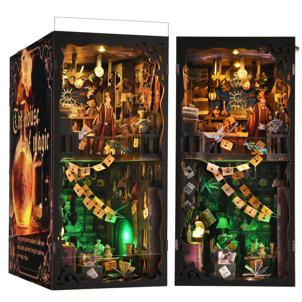 TOYQI DIY Book Nook Kit, Miniature House Dollhouse Kit for Adult and Teens, Book Nook Kits for Adults, Booknook Bookend Alley Model Build, Gifts for Family Friends - Spooky Horror Creepy Haunted House
