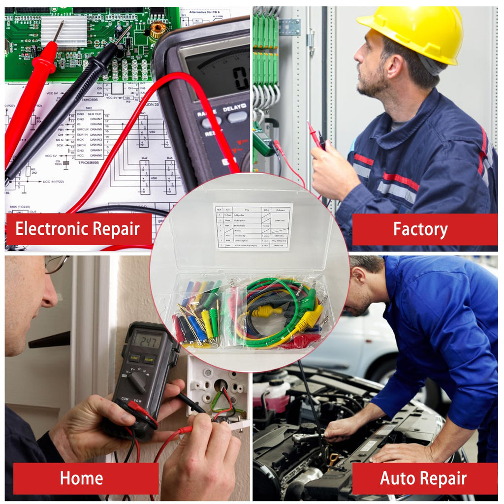12pc Multimeter Test Leads,Test Leads with Alligator Clips,Test Hook,Banana Plug Leads,Telescopic Testing Hook,Suitable for Fluke, Kaiweets, Innova Multimeter, Voltmeter, Clamp Meter