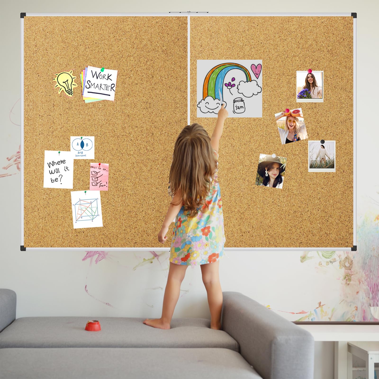 XBoard 24 x 18 Inch Wall-Mounted Office Cork Board, Notice Bulletin Board with Aluminum Frame