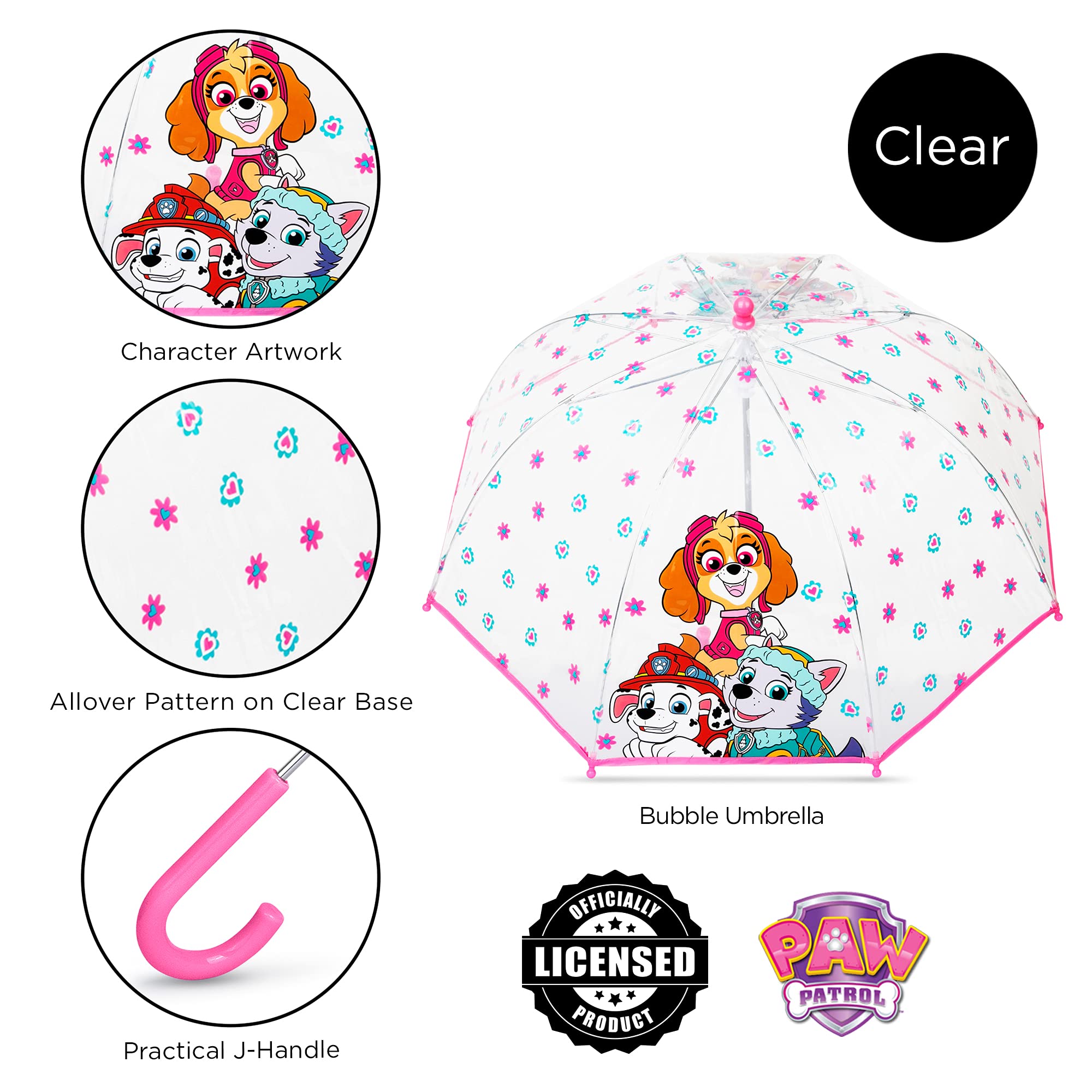 ABG Accessories Kids Umbrella for Boys and Girls Dome clear bubble umbrellas for Rain Windproof & Transparent with Easy Grip Handle Ages 3-10