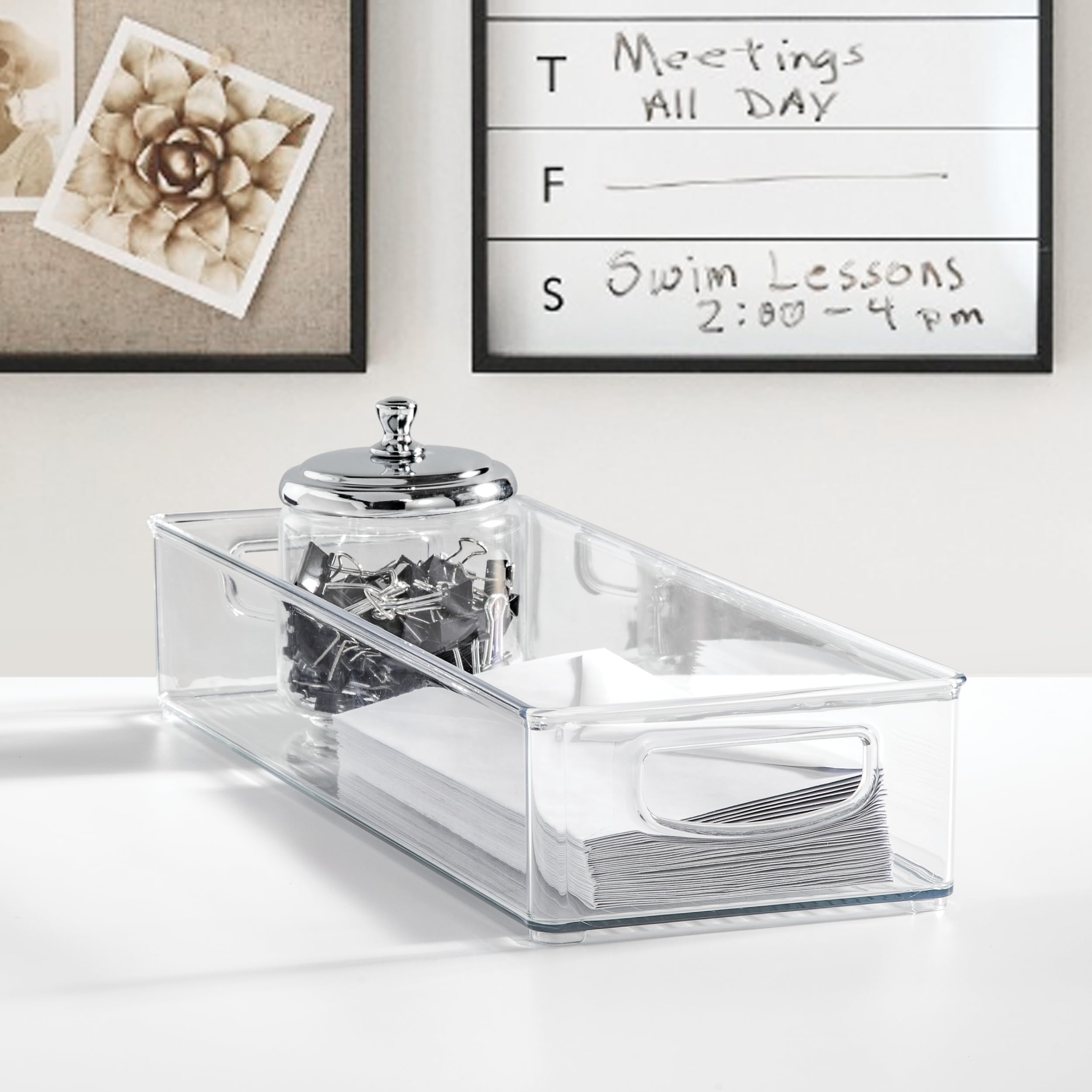 iDesign Slim Extra Long Clear Storage Bin | Narrow, Stackable, Kitchen or Pantry Organizer