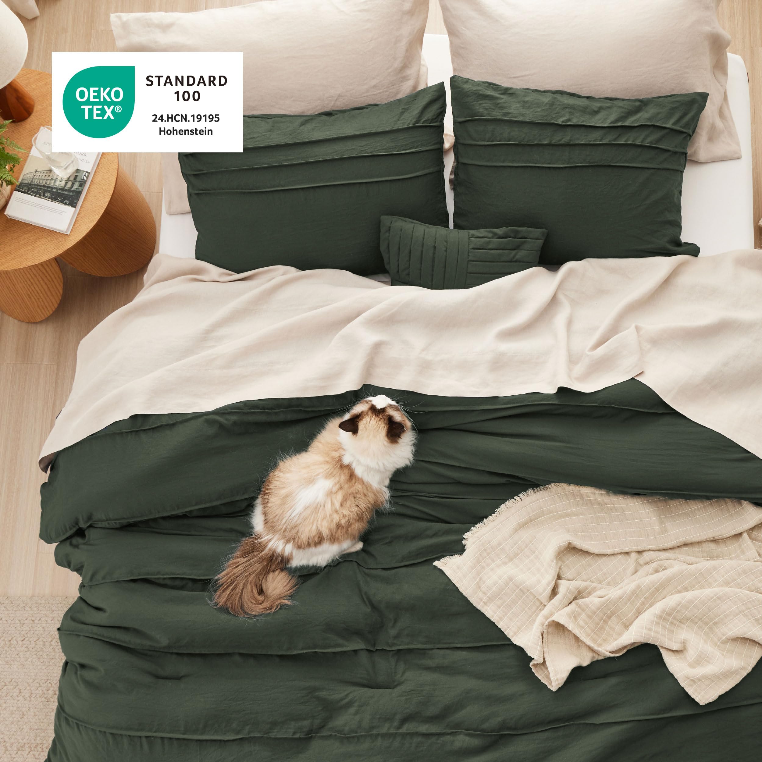 Bedsure Twin Comforter Set - 3 Pieces Pinch Pleat Bed Set, Beige Boho Bedding for All Season, 1 Soft Comforter, 1 Pillowcase, 1 Decorative Pillow