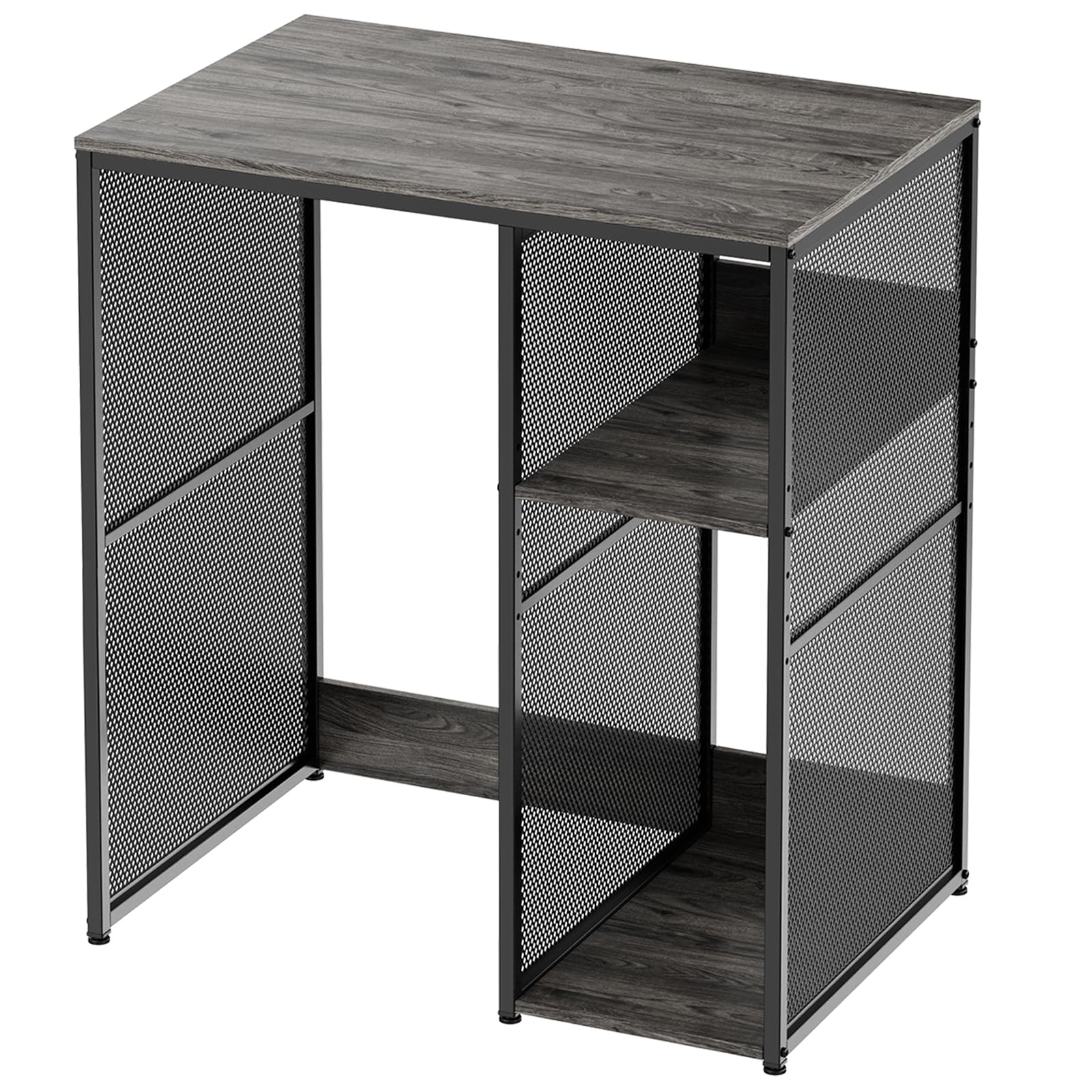 KirKical 3-Tier Coffee Bar Cabinet with Mini Fridge Space, Heavy-Duty Rustic Grey Microwave Stand Baker Rack, Utility Storage Organizer Shelf for Home Kitchen Dorm, Slate Grey