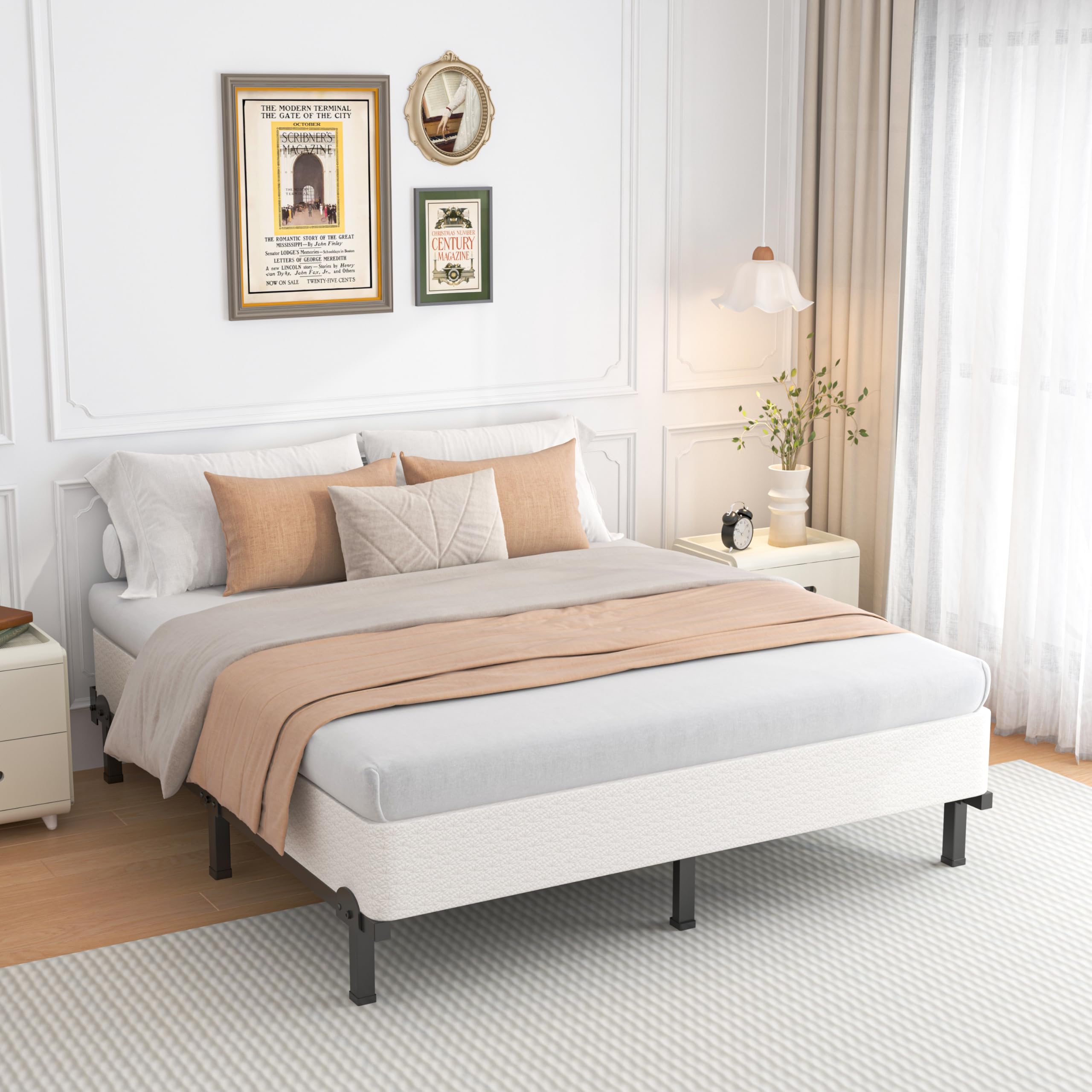 ROIL 10 Inch Twin Box Spring, Heavy Duty Metal Box Spring Mattress Foundation with Fabric Cover, 3500lbs Max Weight Capacity, Easy Assembly, Noise Free, Non-Slip