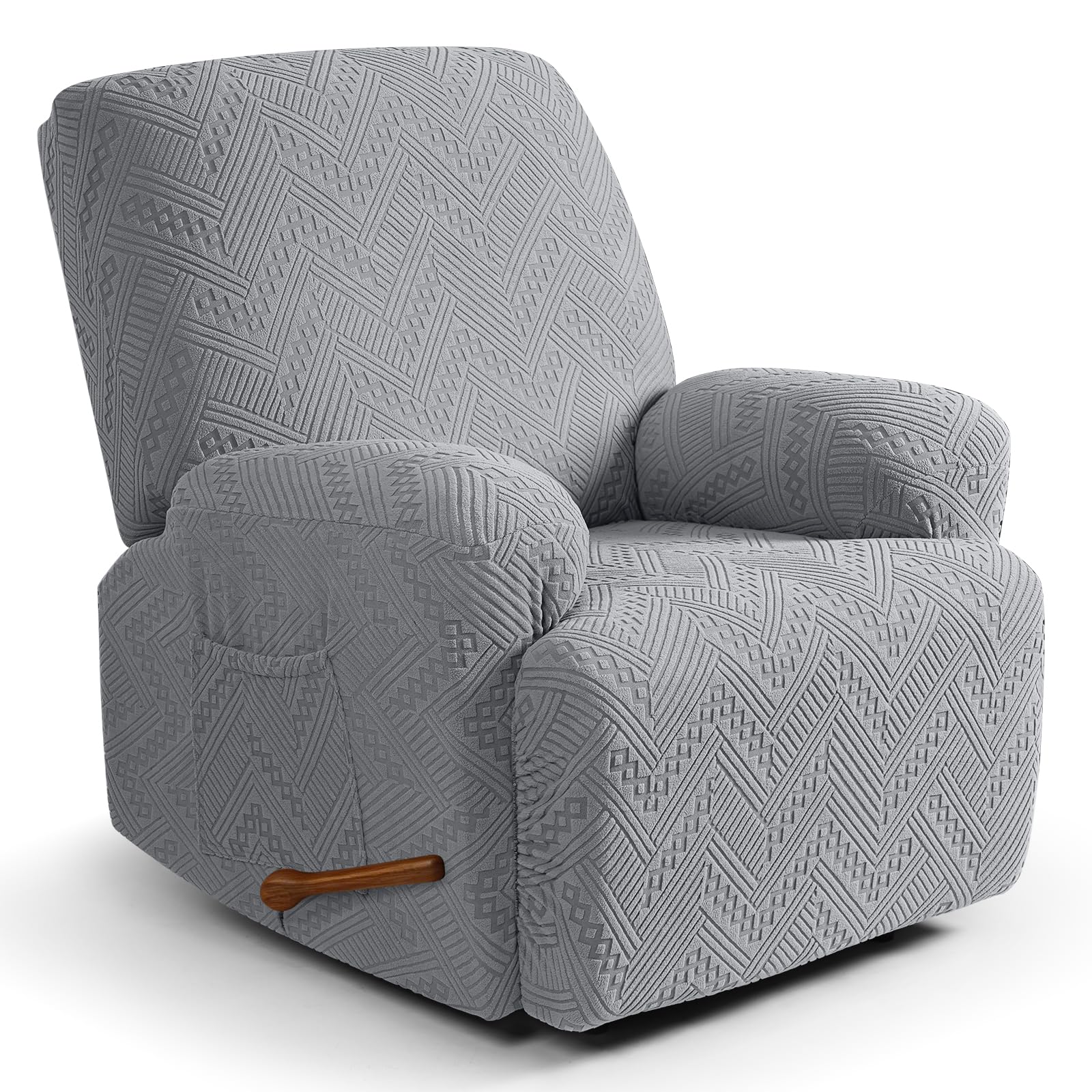 Ruaozz Recliner Chair Covers 3-Pieces Lazy Boy Recliner Slipcovers Stretch Reclining Chair Slipcover Washable Furniture Protector with Elastic Bottom (1 Seater, Army Green)