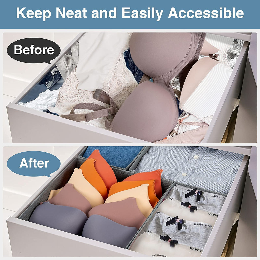 Criusia Drawer Organizer Clothes, 8 Pack Underwear Drawer Organizer, Foldable Cloth Storage Box Closet Organizers and Storage for Clothes, Socks, Scarves, Ties (Beige)