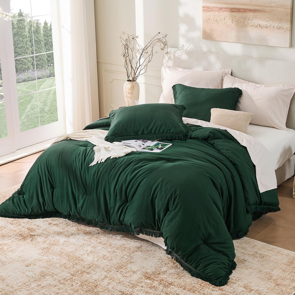 Andency Comforter Full Size Set Burnt Orange, 3 Pieces Boho Terracotta Winter Lightweight Bedding Comforter Sets, All Season Rust Tassel Bed Set (79x90In Comforter & 2 Pillowcases)