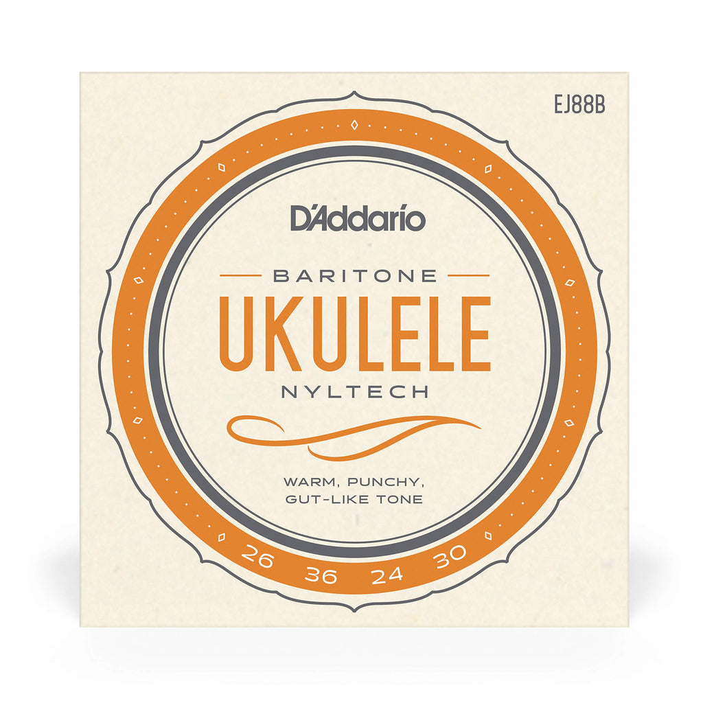 D'Addario Baritone Ukulele Strings, Fluorocarbon, EJ99B, 4-String Set, Pack of 1