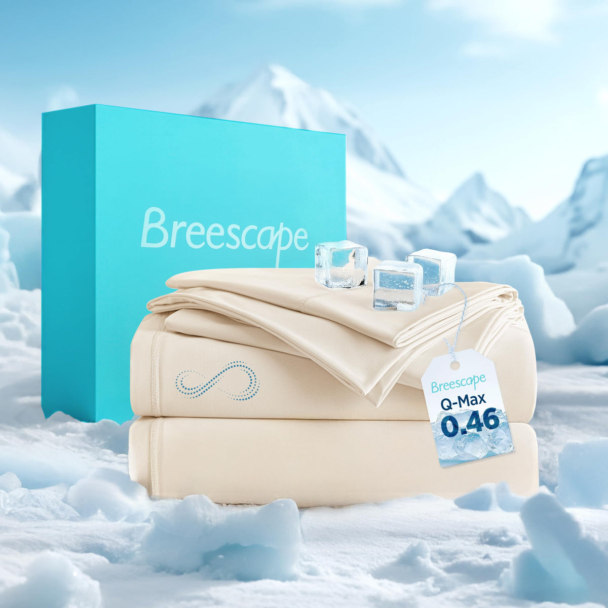 Breescape Cooling Sheet Set Full Size - BlendTek™ Dry & Cool Technology for Hot Sleepers and Night Sweats, Q-Max>0.46 Tech, Deep Pocket Up to 18", 360° Elastic Band, Twilight Blue