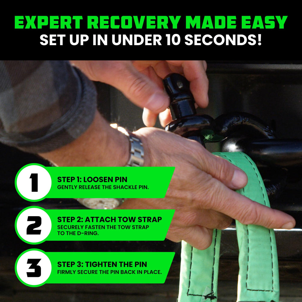 Rhino USA Heavy-Duty Recovery Gear Combos Off-Road Truck Vehicle Recovery, Best Offroad Towing Accessories - Backed for Life (20' Strap + Hitch)