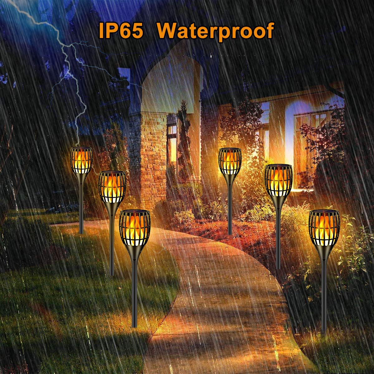 Solar Torch Lights, Waterproof Flickering Flames Torches Lights 43" Outdoor Solar Spotlights Landscape Decoration Lighting Dusk to Dawn Auto On/Off for Yard Patio Driveway, 1 Pack