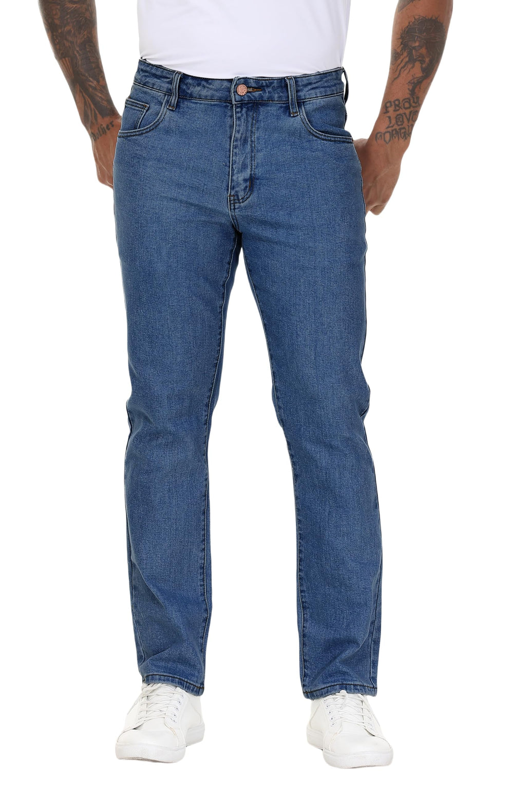 MZNBURAM Men's Stretch Regular Fit Straight-Leg Cotton Fashion Comfort Flex Waist Denim Pants Jeans
