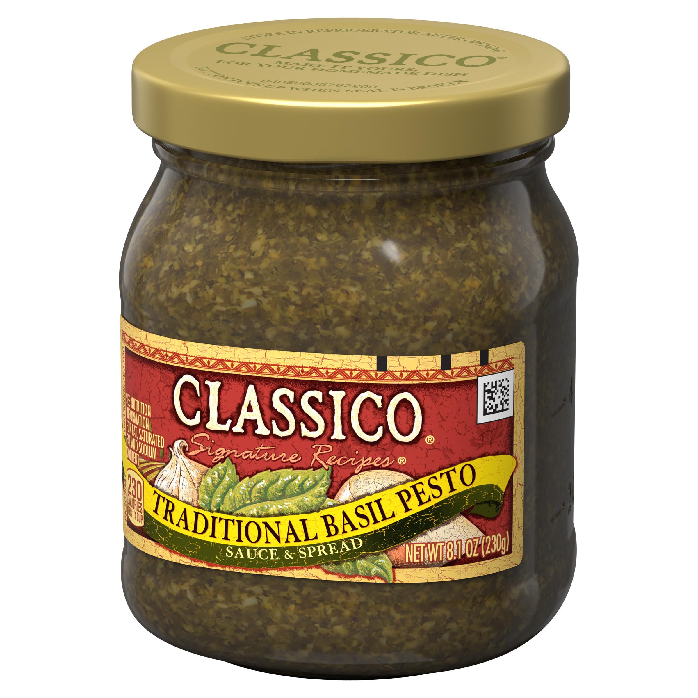Classico Signature Recipes Traditional Basil Pesto Sauce & Spread, 8.1 oz Jar