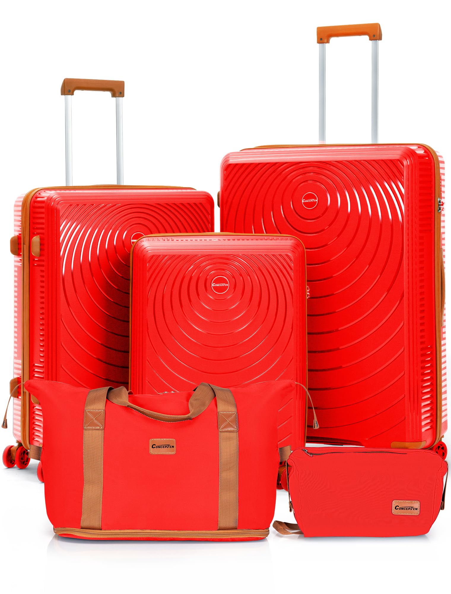 CONCEPTEN Luggage Sets,Suitcases with Wheels, Hardshell Suitcase Set, PP Carry on Luggage Set with TSA Lock, Travel Luggage (Black, Bag Type)