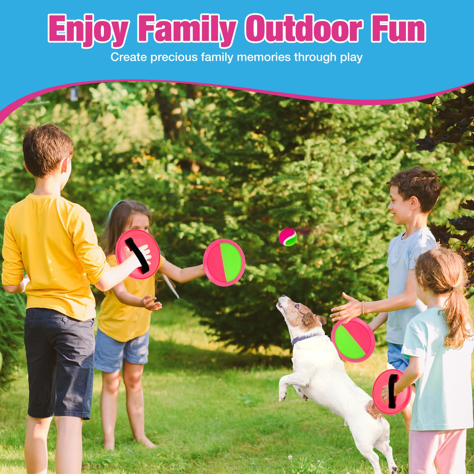Toss and Catch Ball Game Set - Outdoor & Indoor Sports Toys for Kids - Outside Games for Yard, Lawn, Camping, Beach, Pool - Classic Sticky Paddle Ball Toy for 3 4 5 6 7 8-12 Year Old Boys Girls Gifts