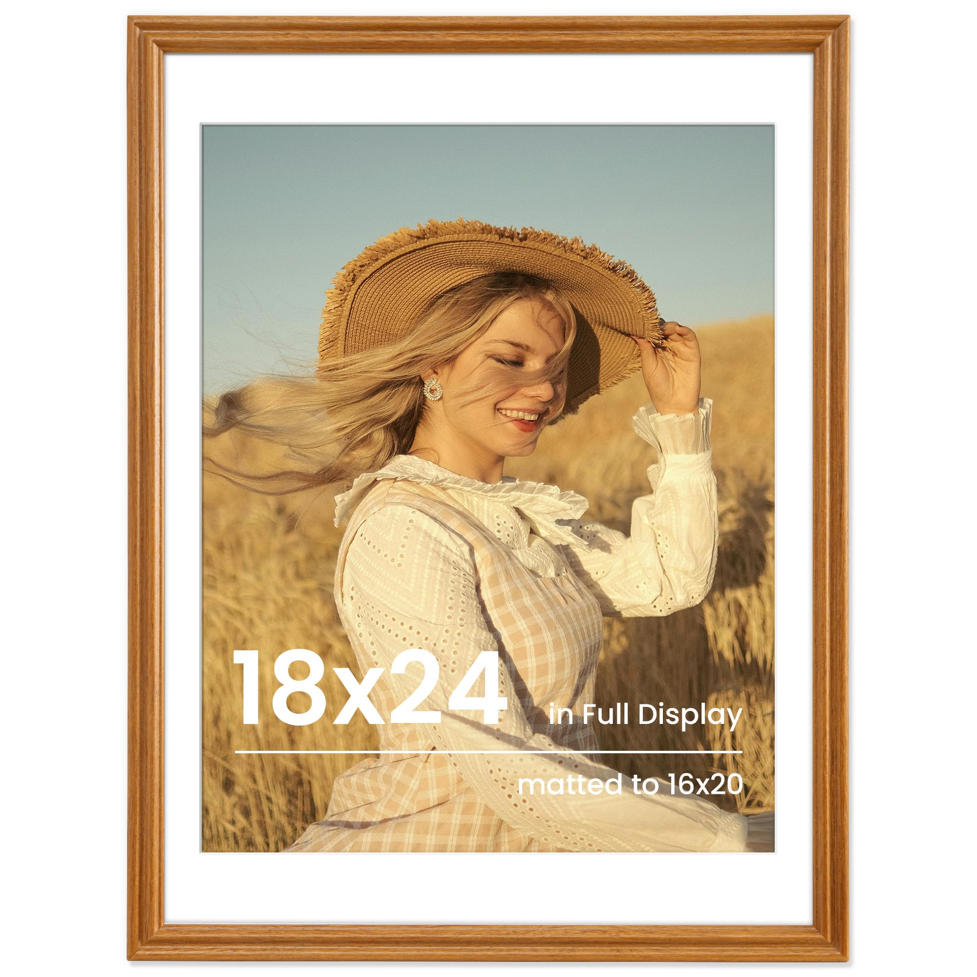 Fun Memories 5x7 Picture Frame with Mat for 4x6 Photo, Solid Elm Wood & Tempered Glass, Rustic Wall & Tabletop Display Frame, Grey, 1 Pack