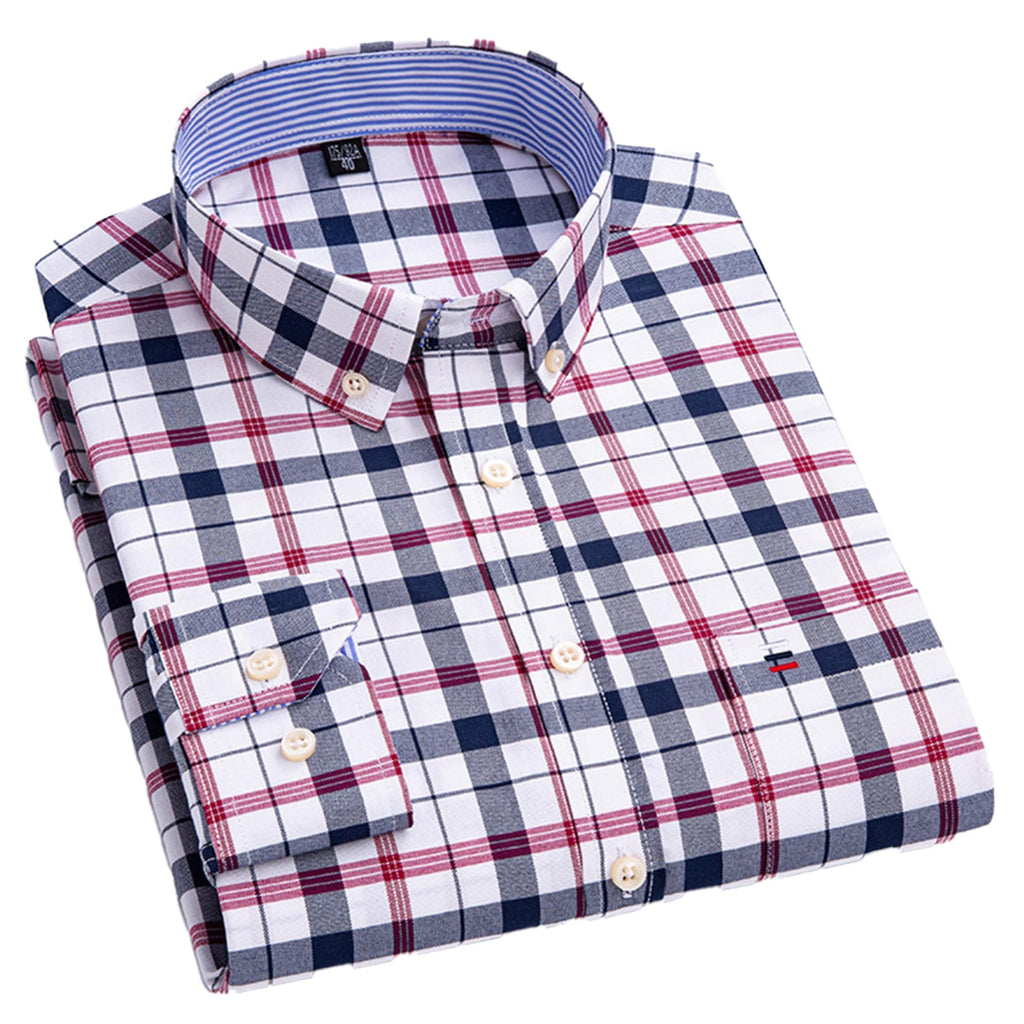 Cromoncent Mens Cotton Oxford Shirt Long Sleeve Button Down Dress Shirts with Pocket