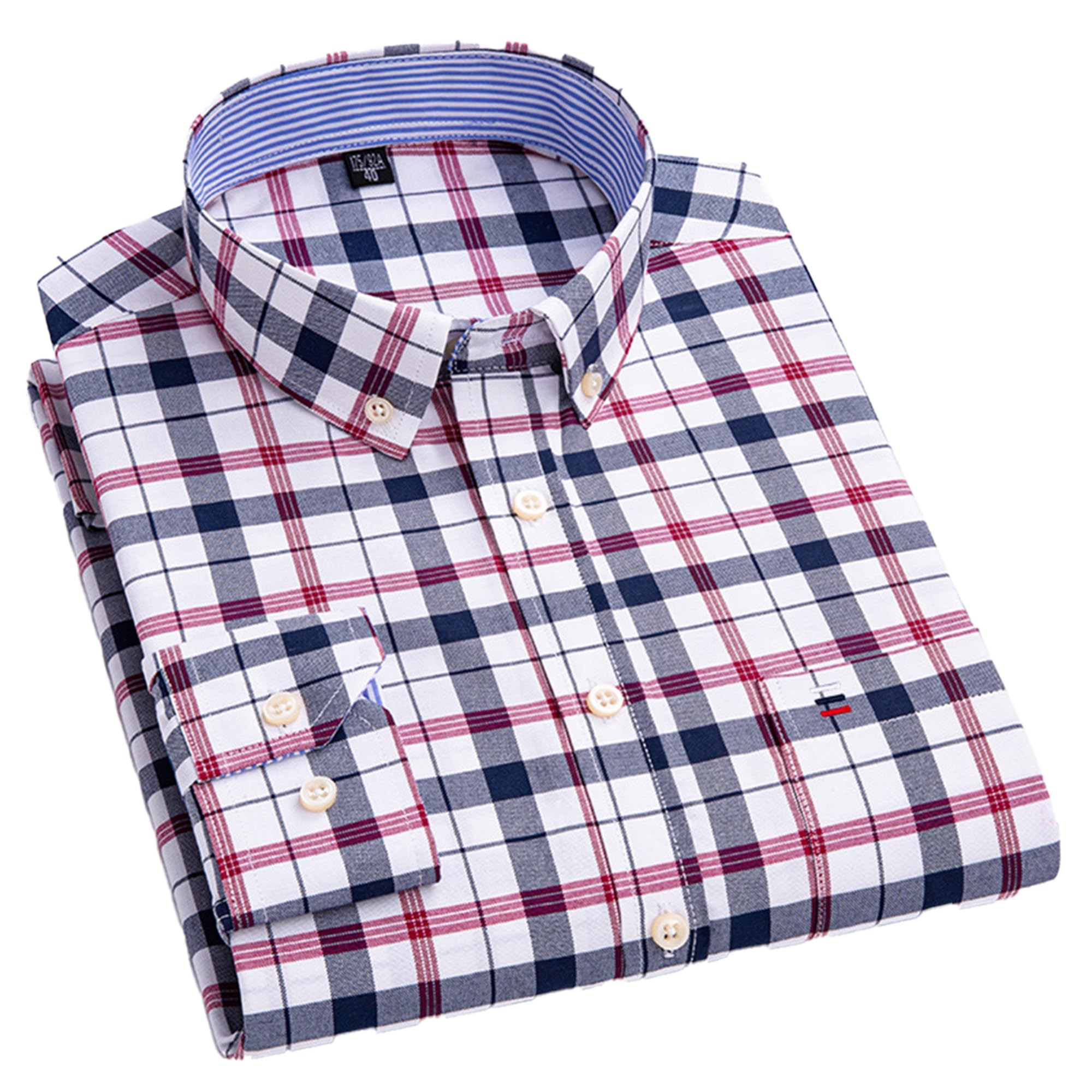 Cromoncent Mens Cotton Oxford Shirt Long Sleeve Button Down Dress Shirts with Pocket