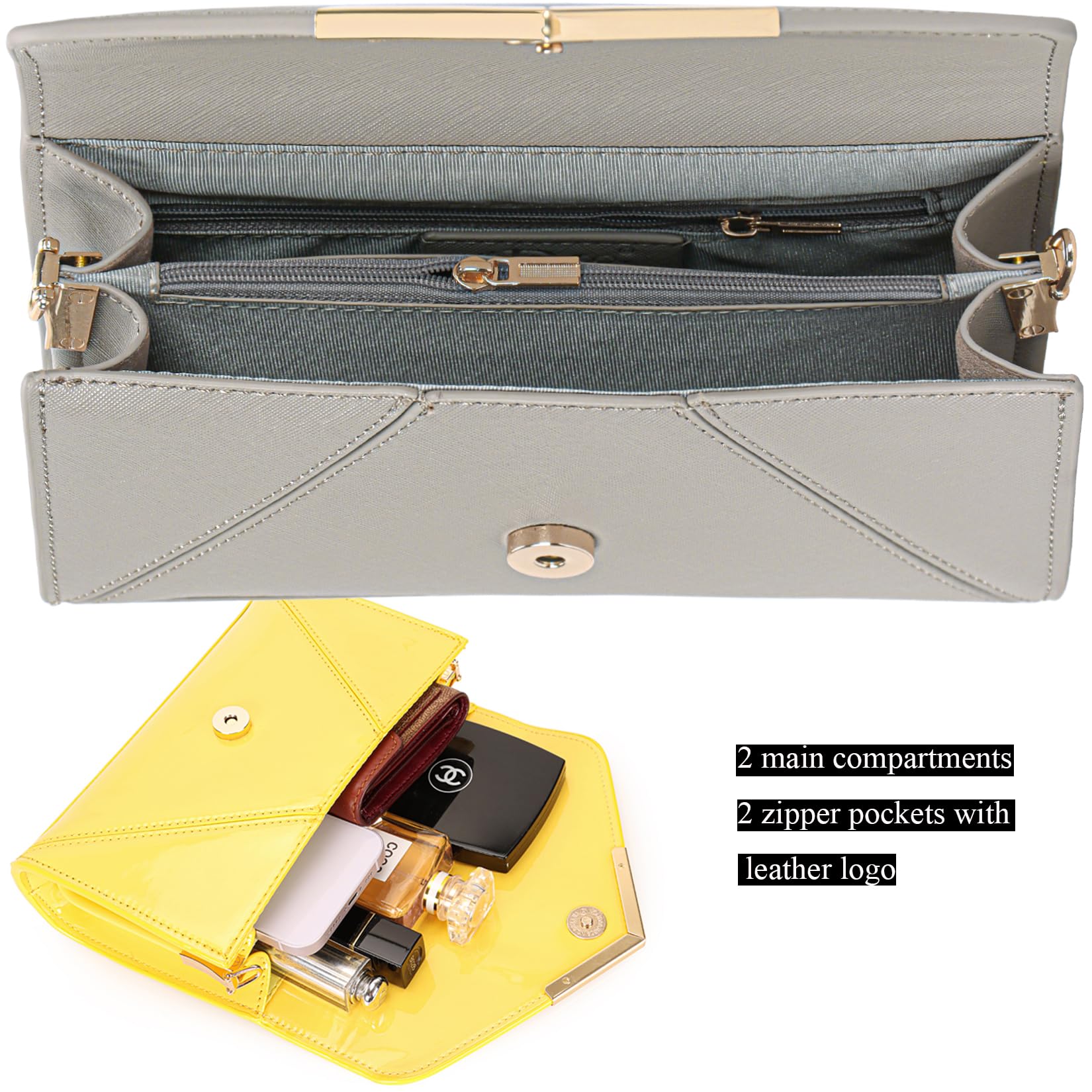 DEXMAY Women Envelope Clutch Faux Saffiano Leather Evening Handbag Foldover Clutch Bag Formal Dressy Purse