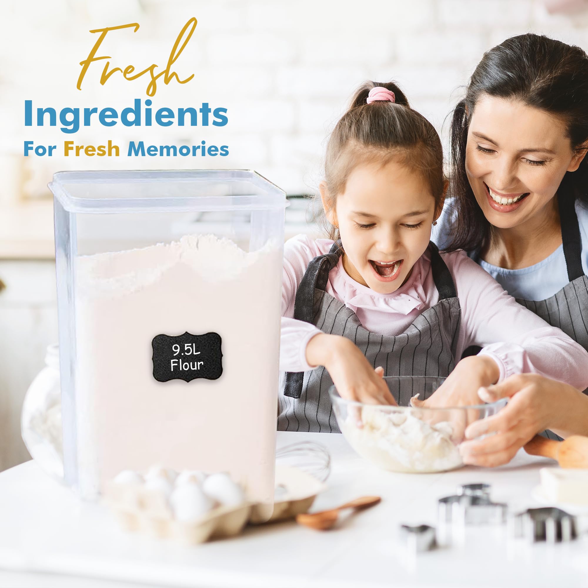 Shazo 2 PC (9.5L | 321 Oz) Extra Large Bulk Food Storage Containers with Airtight Lids for Flour, Sugar, Rice, Cereal & Pasta - Leakproof, BPA-Free Plastic Canisters for Kitchen & Pantry Organization