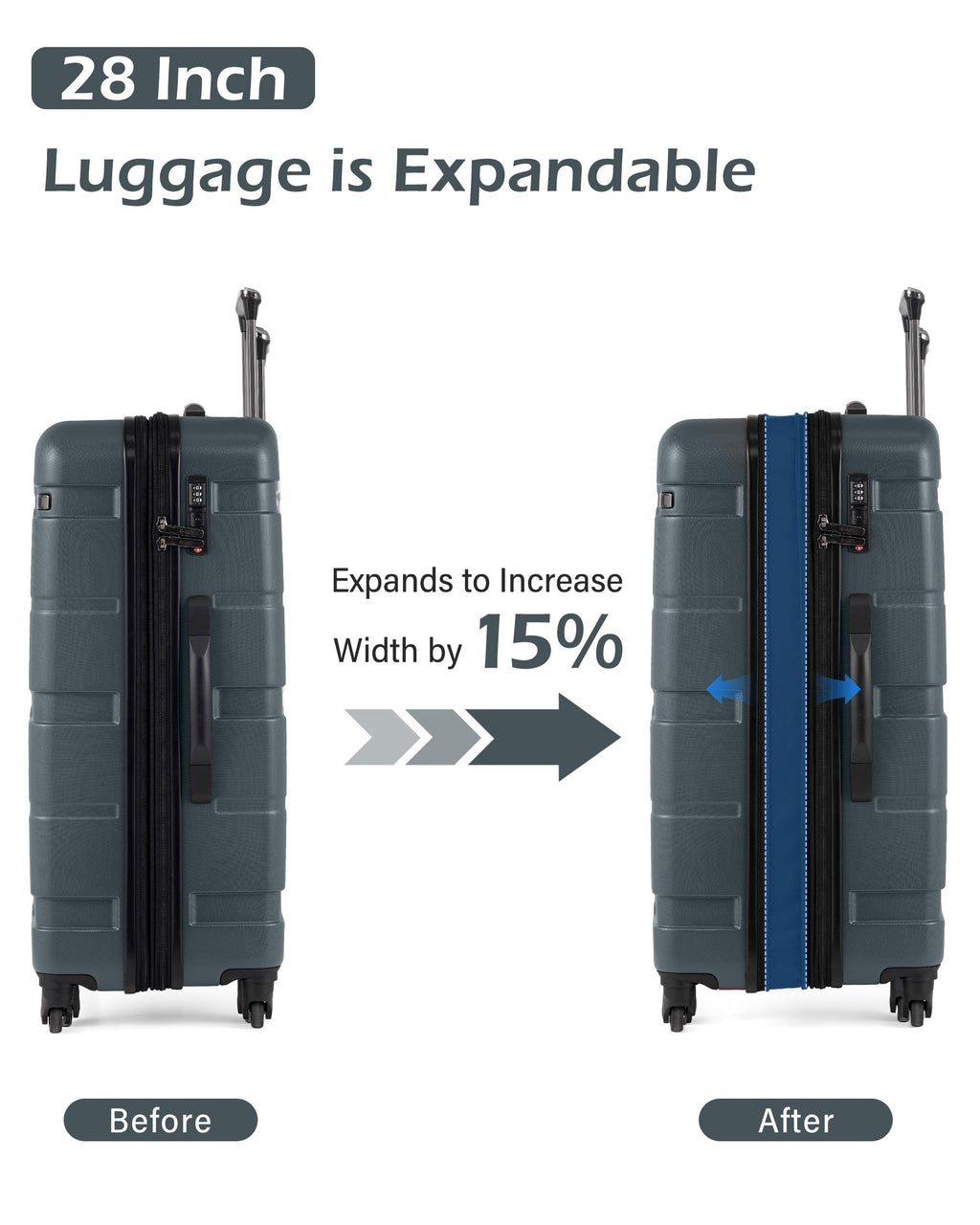 Coolife Carry On Luggage 22x14x9 Airline Approved Hardside PC+ABS Suitcase with TSA Lock, Lightweight Rolling Travel Luggage with Spinner Wheels(Black Brown, 20in)