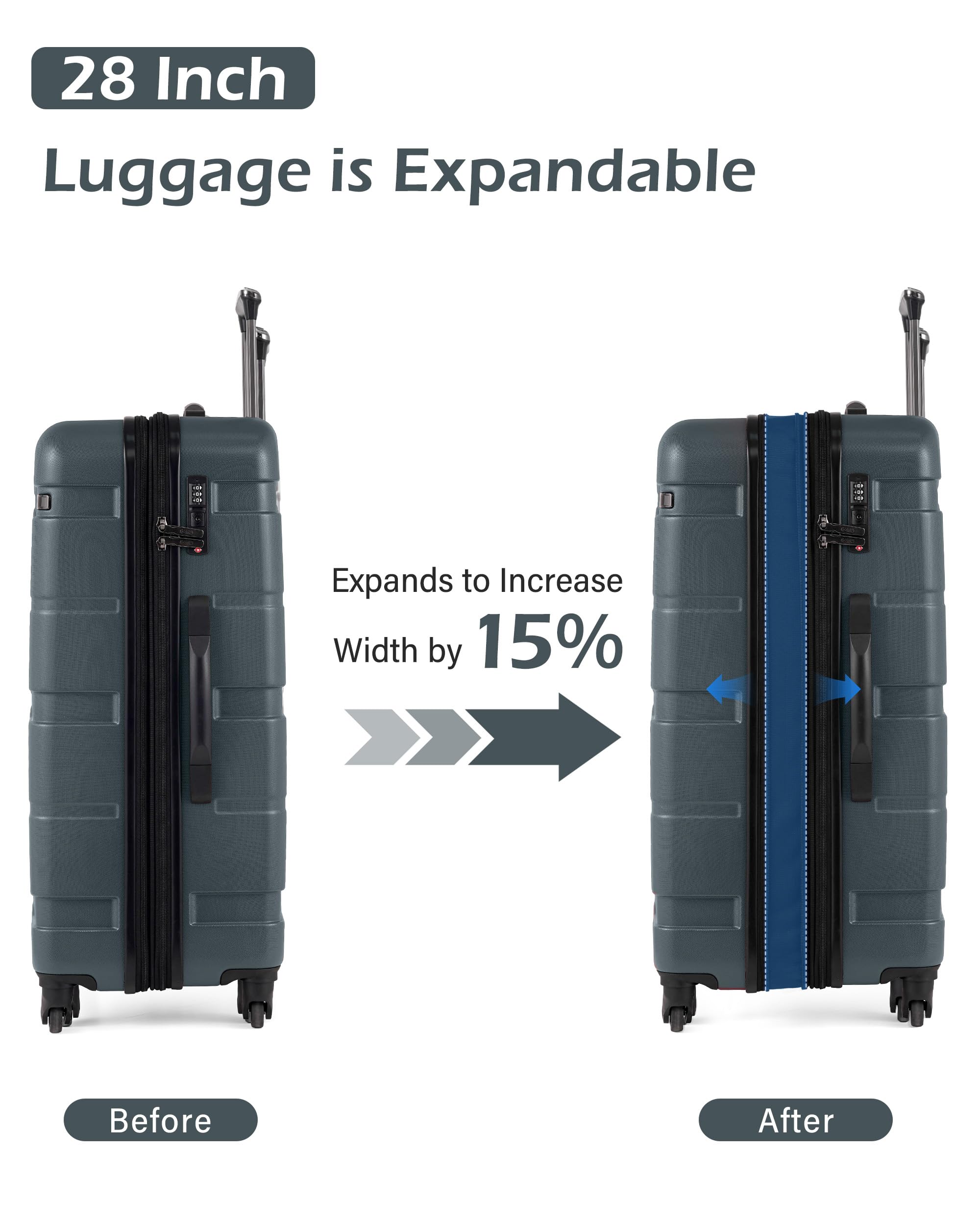 Coolife Carry On Luggage 22x14x9 Airline Approved Hardside PC+ABS Suitcase with TSA Lock, Lightweight Rolling Travel Luggage with Spinner Wheels(Black Brown, 20in)