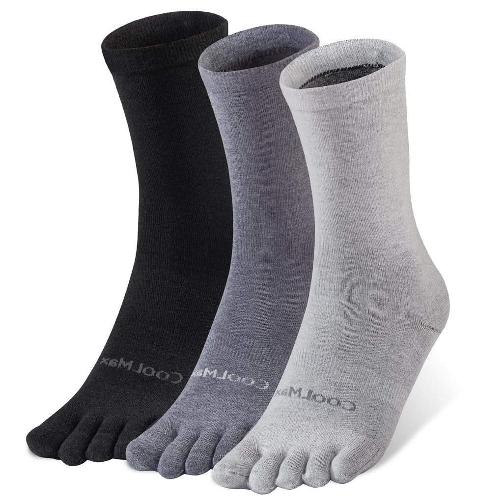 Toe Socks Liner Crew Socks for Men Women Coolmax Five Finger Socks 3 Pairs Running Socks