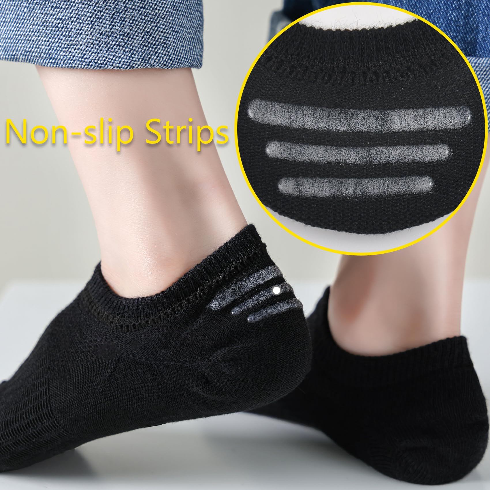 No Show Cotton Socks for Girls and Boys - Low Cut, Breathable, Non-Slip Short Socks for Kids - 5/10 Pairs