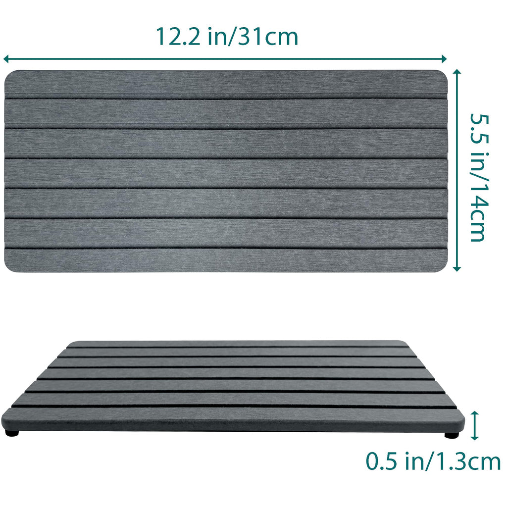 NiuYichee 2 PCS Water Absorbent diatomite Coasters, 7.1" x 3.5" Water Absorbing Stone Tray for Sink, Stone Drying mat for Kitchen Counter, Stone soap Tray Used for Hand Soaps & toiletries & Plants