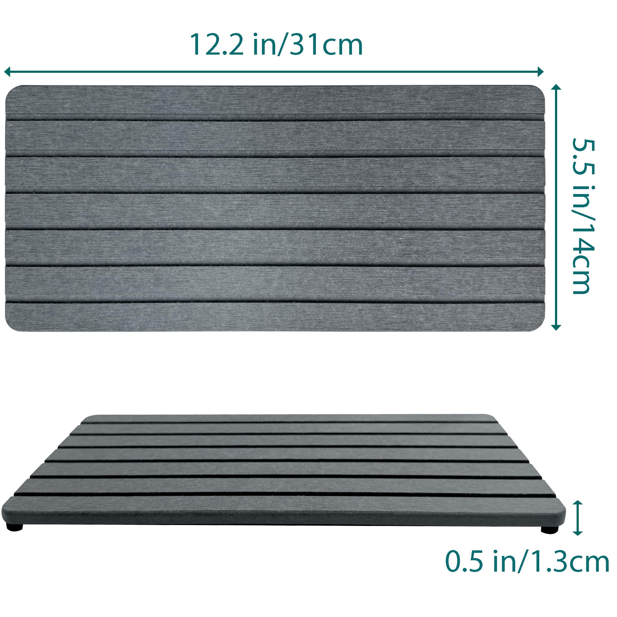 NiuYichee 2 PCS Water Absorbent diatomite Coasters, 7.1" x 3.5" Water Absorbing Stone Tray for Sink, Stone Drying mat for Kitchen Counter, Stone soap Tray Used for Hand Soaps & toiletries & Plants