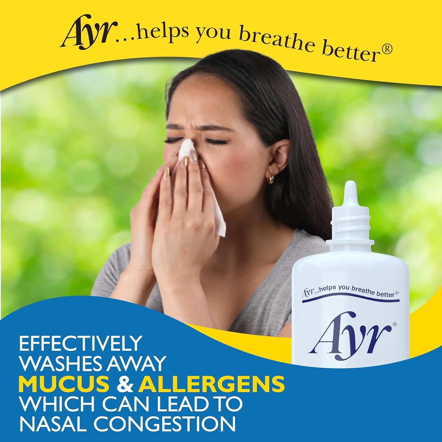 Ayr Saline Nasal Mist Spray 50 mL – Non Medicated Nasal Moisturizer for Dry Nasal Passages Cold and Allergy Relief (Pack of 2)