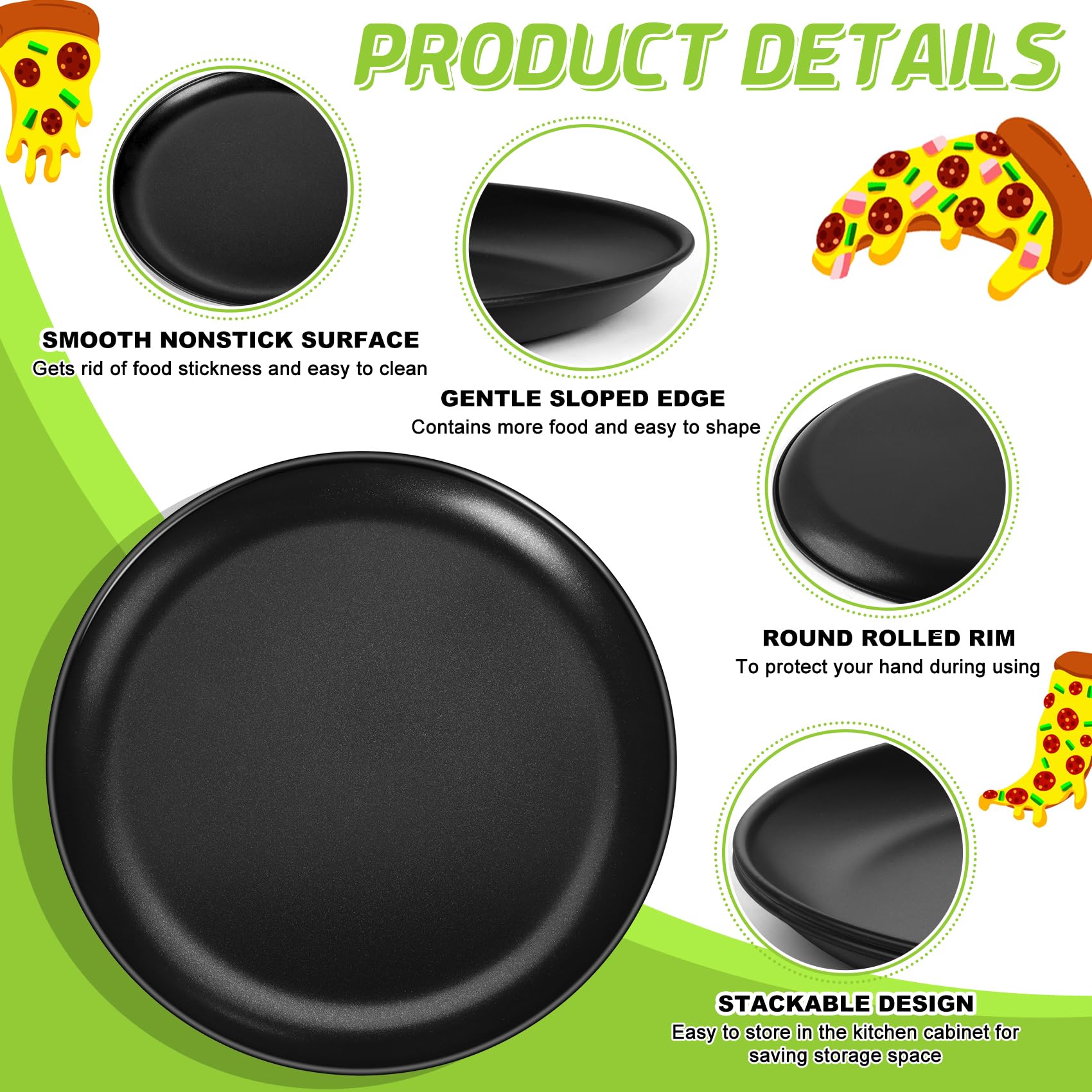 P&P CHEF Pizza Pan Set of 2, Stainless Steel Pizza Tray, Round Pizza Plate For Pie Cookie Pizza Cake, Non Toxic & Heavy Duty, Dishwasher Safe & Easy Clean, 10 Inch & Silver
