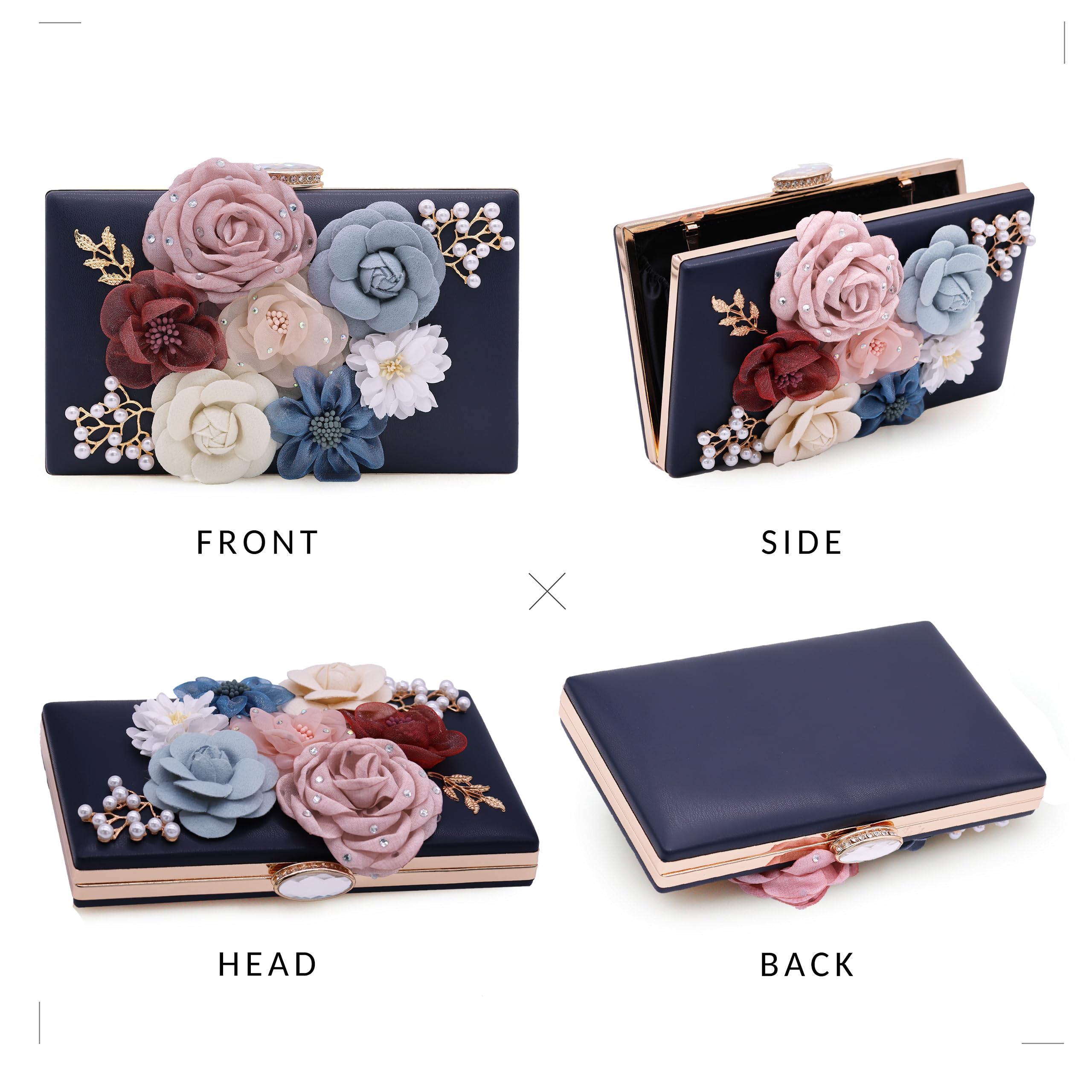 Evening Bag for Women, Flower Wedding Evening Clutch Purse Bride Floral Clutch Bag